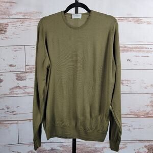 John Smedley Marcus Extra Fine Merino Wool Sweater Jumper Olive Green Size XL